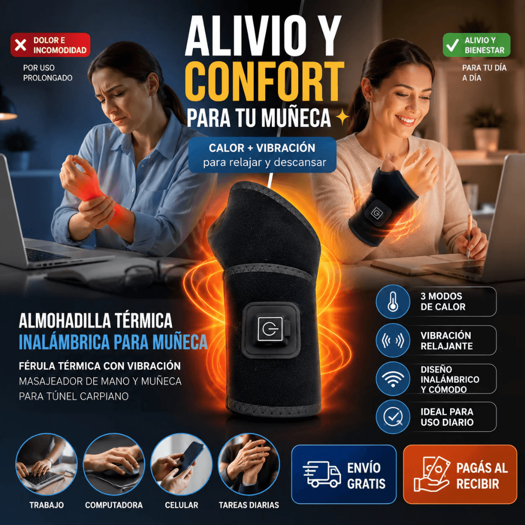 WristHeat Pro - Calor que calma tu muñeca al instante 🪄Termoterapia ajustable con soporte envolvente