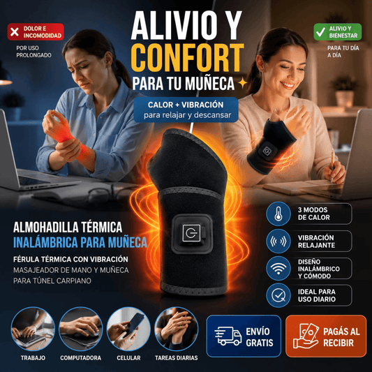 WristHeat Pro - Calor que calma tu muñeca al instante 🪄Termoterapia ajustable con soporte envolvente