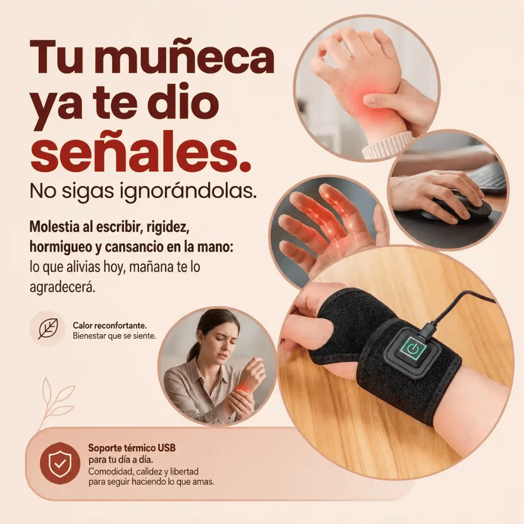 WristHeat Pro - Calor que calma tu muñeca al instante 🪄Termoterapia ajustable con soporte envolvente