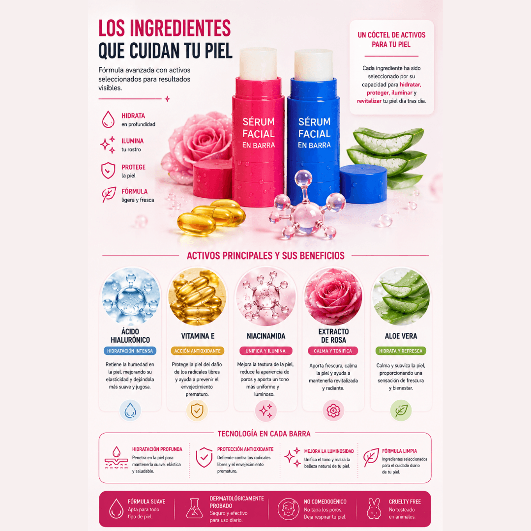 Sérum Facial en Barra Hidratante. OFERTA EXCLUSIVA Paga 1 y lleva 2