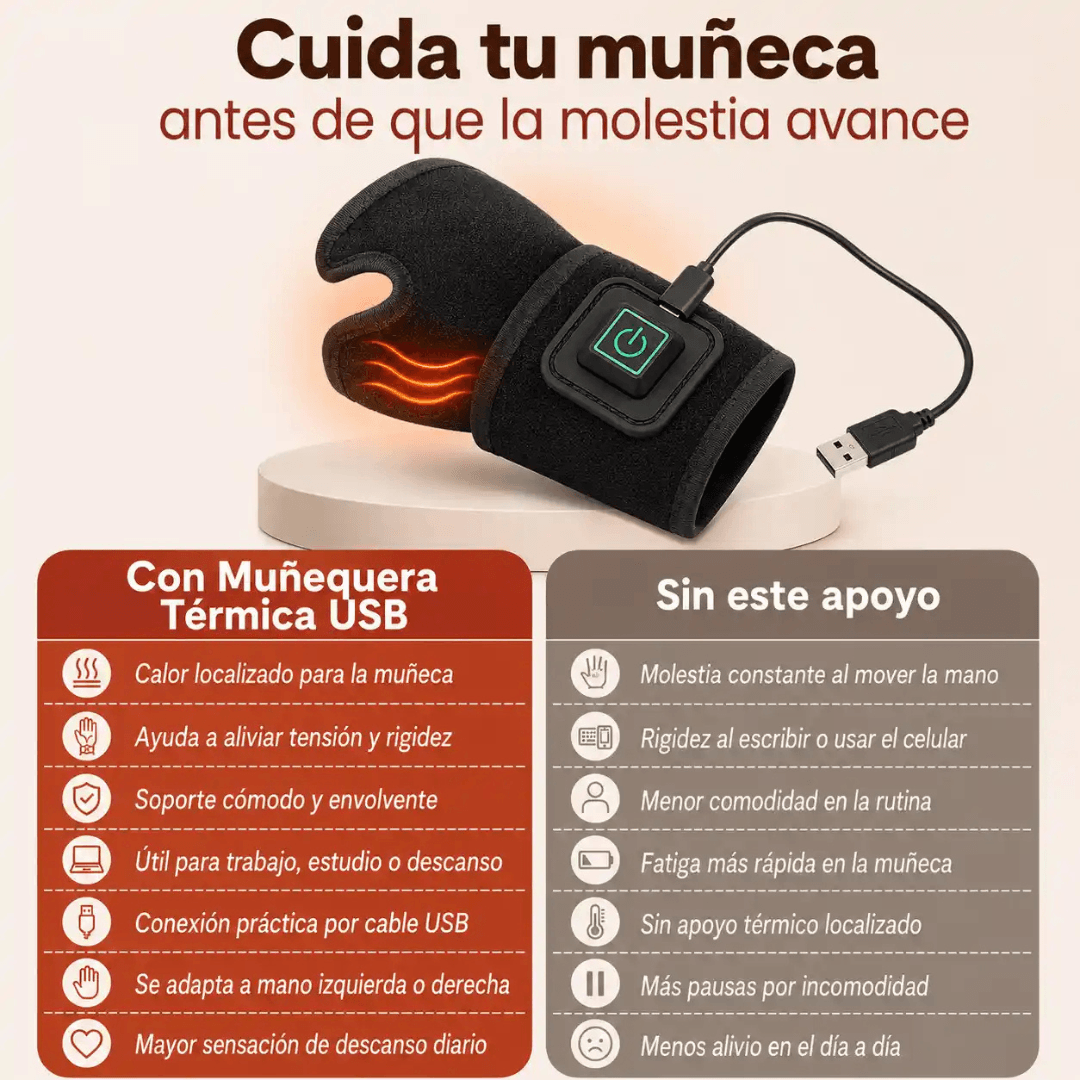WristHeat Pro - Calor que calma tu muñeca al instante 🪄Termoterapia ajustable con soporte envolvente