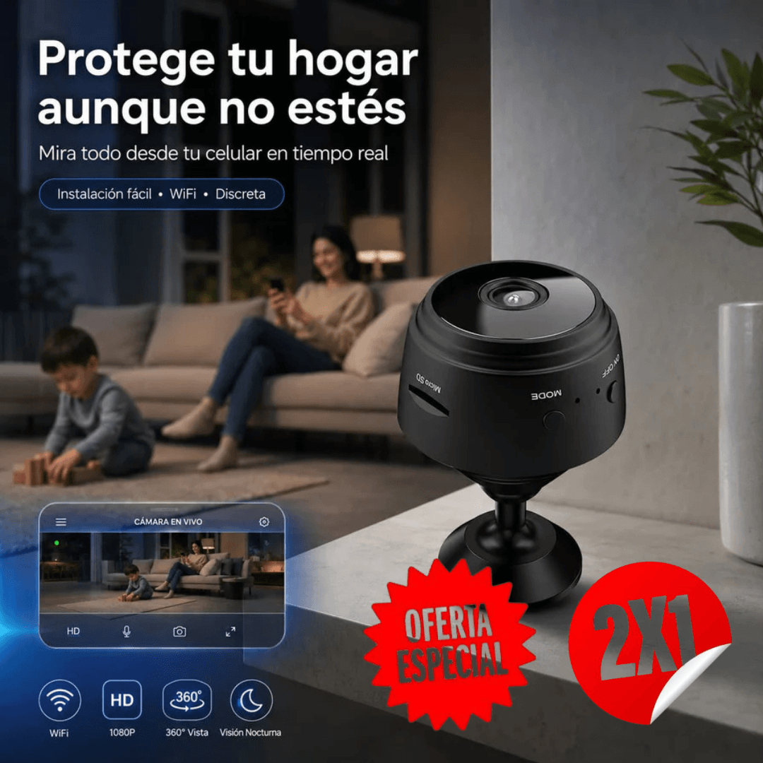 Mini cámara espía A9- Cuida Tu Casa desde cualquier lugar con esta mini cámara WiFi ultra discreta. Protege a tu familia, mascotas y pertenencias con vigilancia en tiempo real.