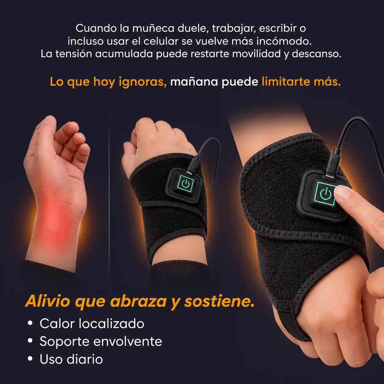 WristHeat Pro - Calor que calma tu muñeca al instante 🪄Termoterapia ajustable con soporte envolvente