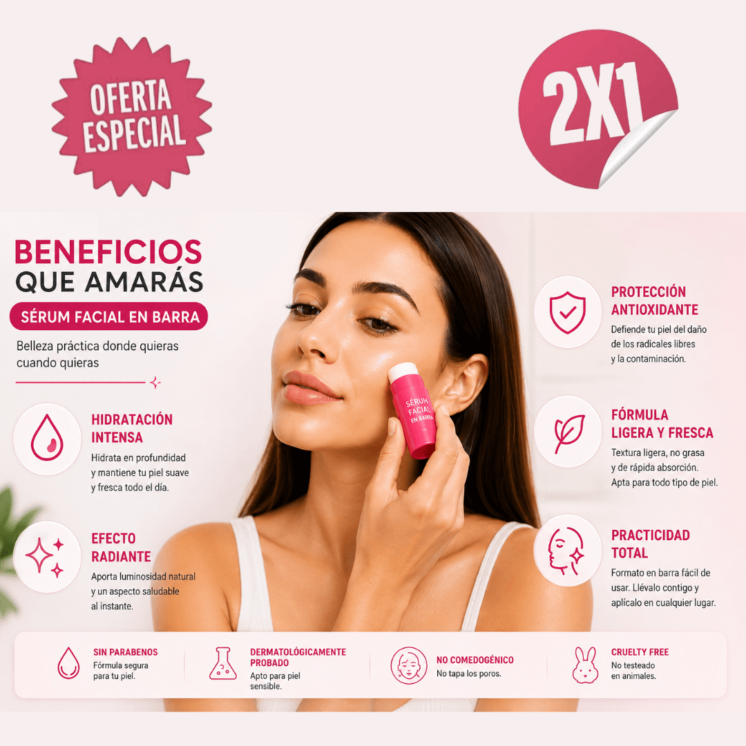 Sérum Facial en Barra Hidratante. OFERTA EXCLUSIVA Paga 1 y lleva 2